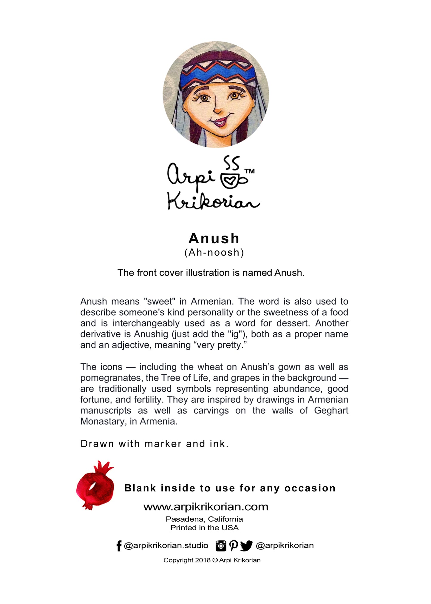 Anush Greeting Card - Arpi Krikorian